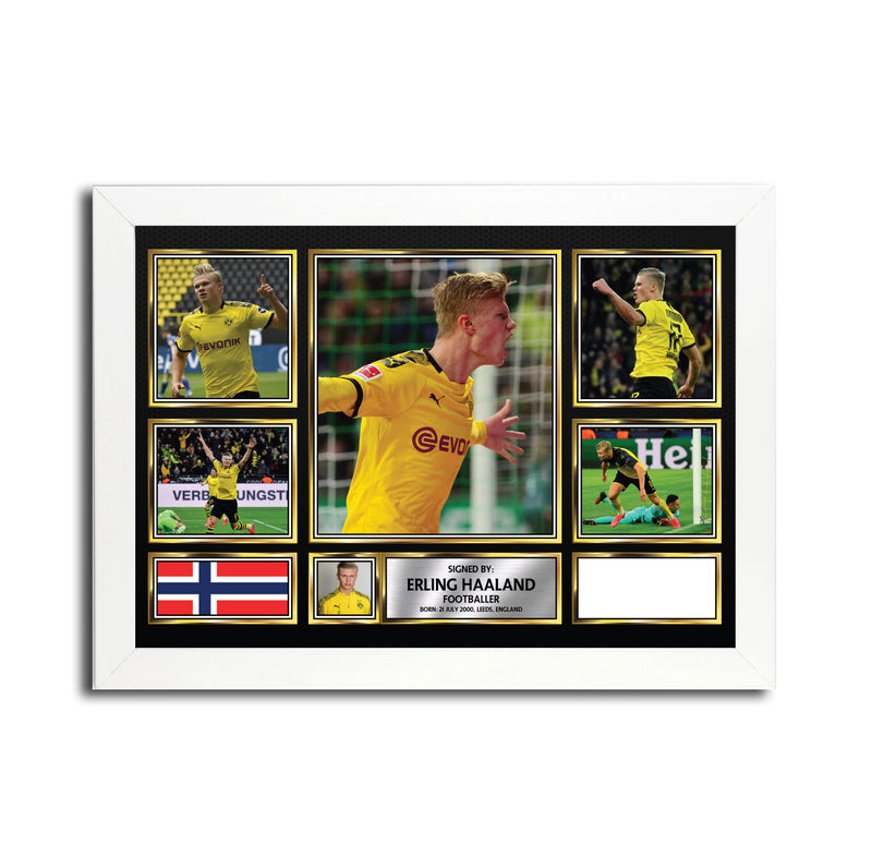 Erling Haaland MC1684  - Black Frame Autographed Football Poster