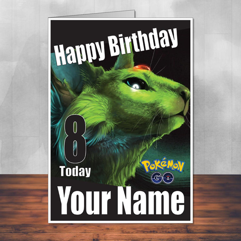 Espeon Pokemon Go THEME INSPIRED Kids Adult Personalised Birthday Card Birthday Card