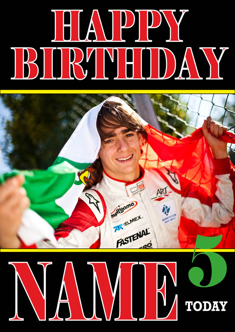 Personalised Esteban Gutierrez F1 THEME INSPIRED PERSONALISED Kids Adult Birthday Card 2