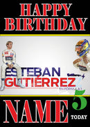 Personalised Esteban Gutierrez F1 THEME INSPIRED PERSONALISED Kids Adult Birthday Card 4