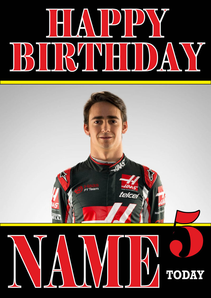 Personalised Esteban Gutierrez F1 THEME INSPIRED PERSONALISED Kids Adult Birthday Card