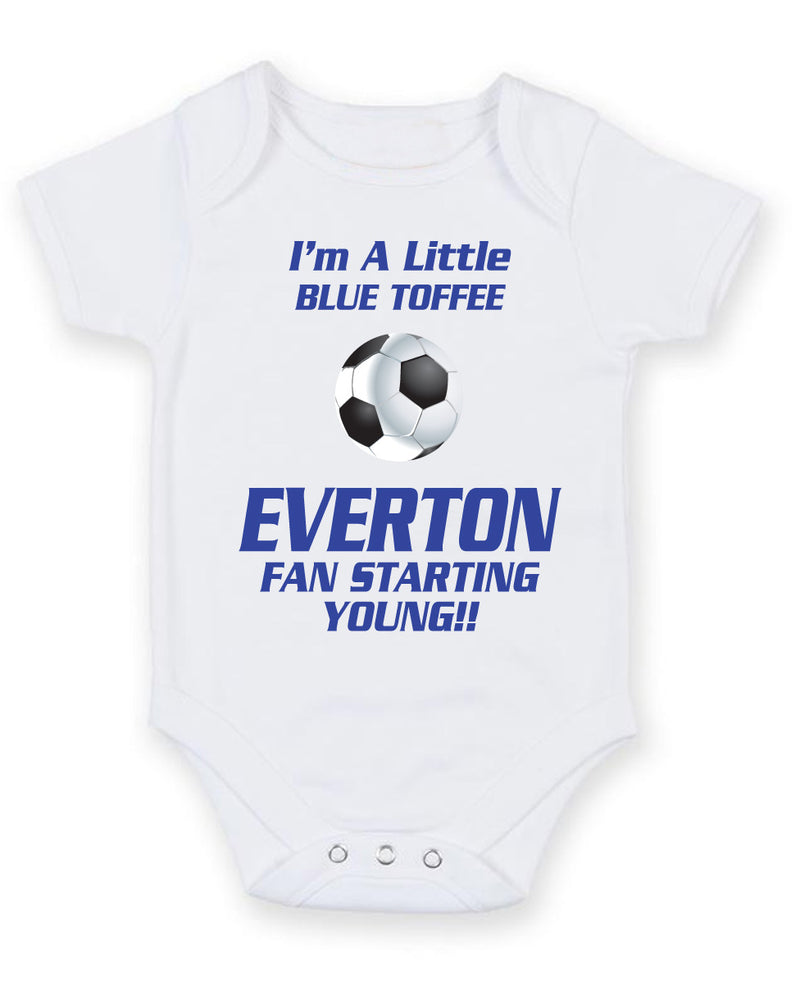Everton Fan Starting Football Fan Baby Grow Bodysuit