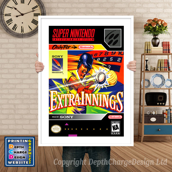 Extra Innings Super Nintendo Game Inspired Theme Retro Gaming Poster