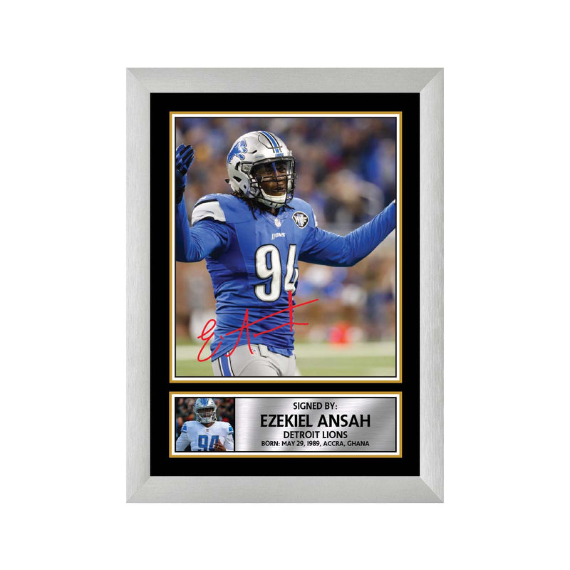 Ezekiel Ansah 2 Limited Edition Football Signed Print - American Footballer
