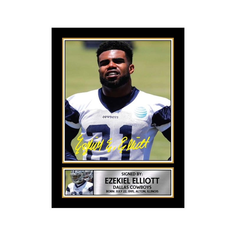 Ezekiel Elliott 2 Limited Edition Football Signed Print - American Footballer