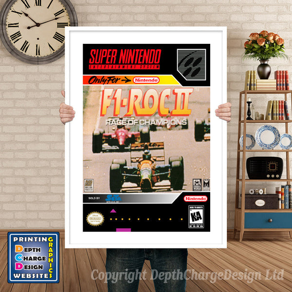 F1 Rock II Super Nintendo Game Inspired Theme Retro Gaming Poster