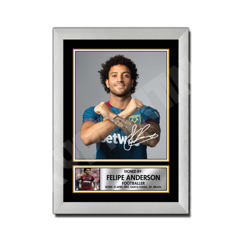 FELIPE ANDERSON (1) Limited Edition Football Player Signed Print - Football
