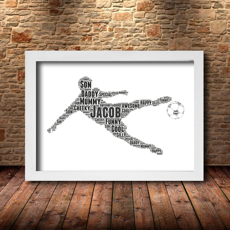 Personalised Footballer 1 Word Art Poster Print