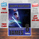 FORCE AWAKENS 2 BM THEME INSPIRED Style PERSONALISED Kids Adult FUNNY Birthday Card