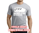 Four Aces White Custom Stag T-Shirt - Any Name - Party Tee