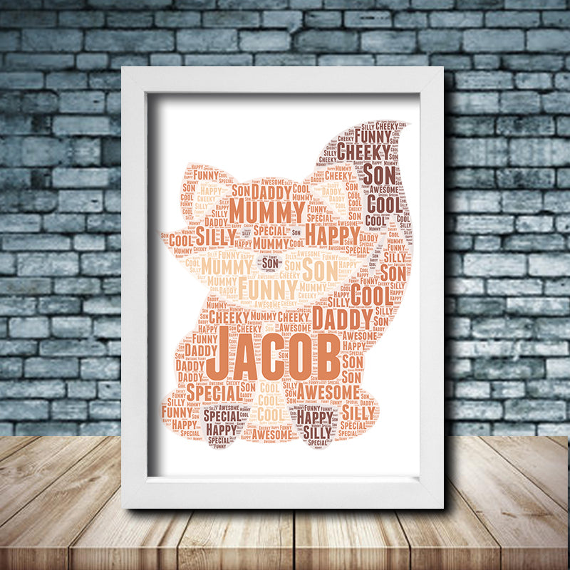 Personalised Fox 1 Word Art Poster Print