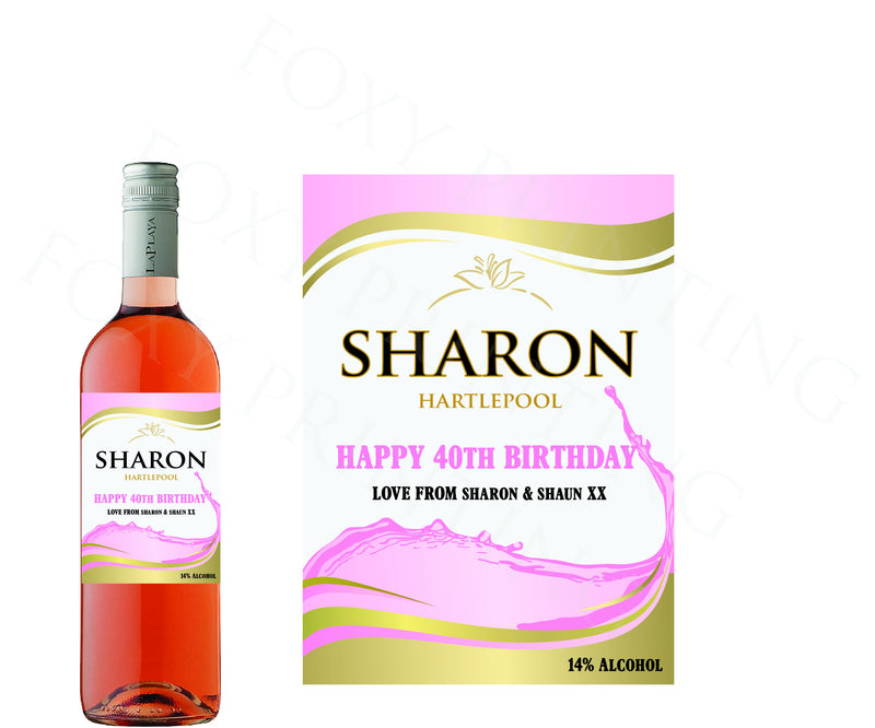PERSONALISED Rose Wine Bottle Label Valentine Birthday Wedding Graduation Gift
