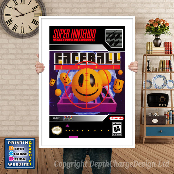 Faceball 2000 Super Nintendo Game Inspired Theme Retro Gaming Poster