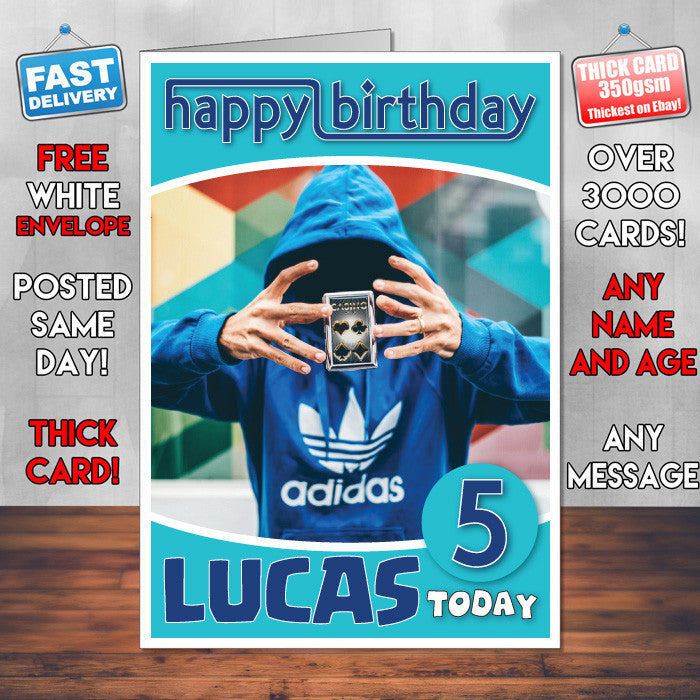 Personalised Faceless Inspired Style Game Kids Inspired Birthday Card (SA)