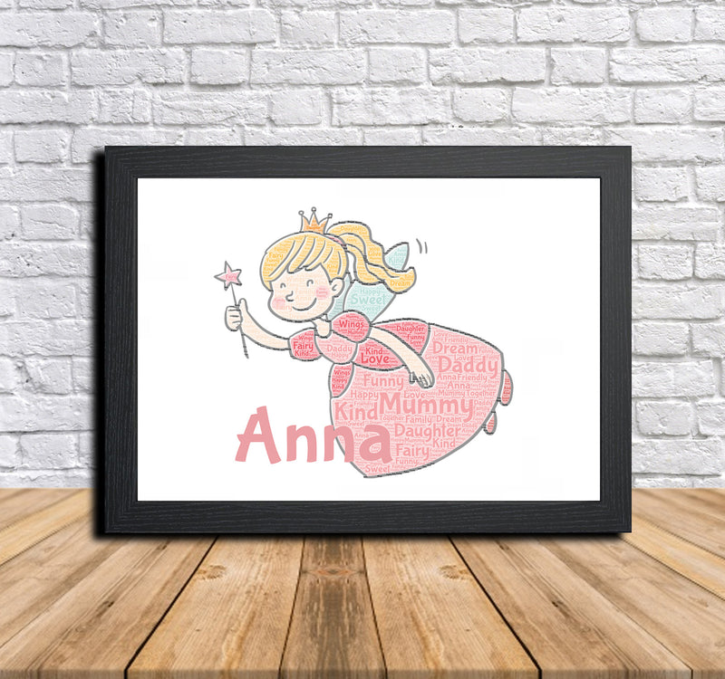 Personalised Fairy 1 B Word Art Poster Print