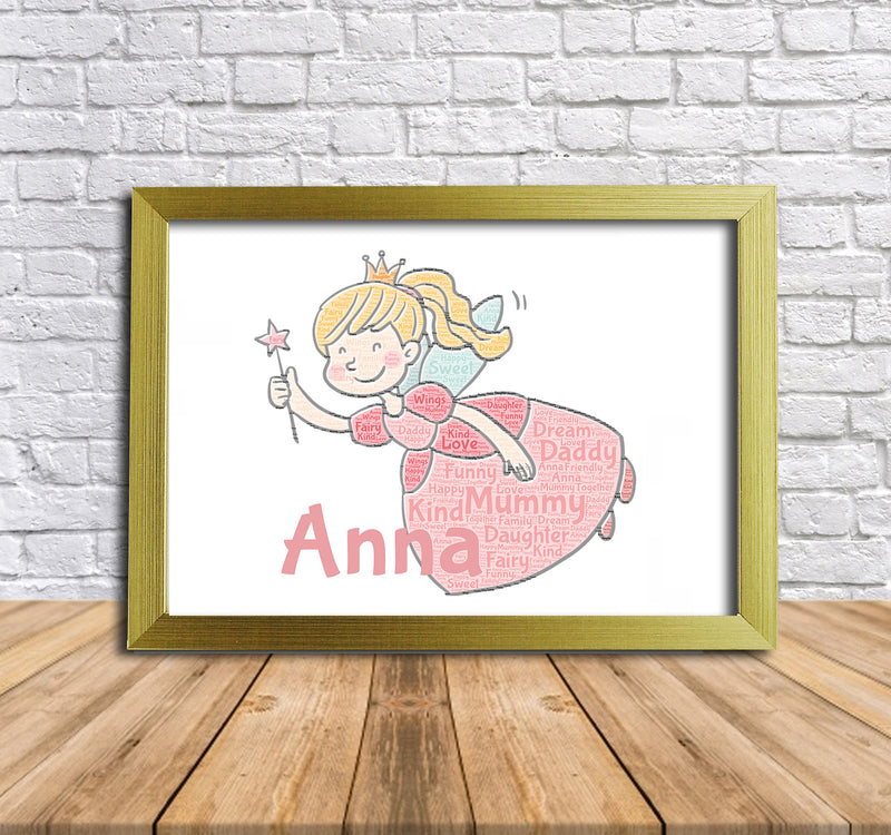 Personalised Fairy 1 B Word Art Poster Print