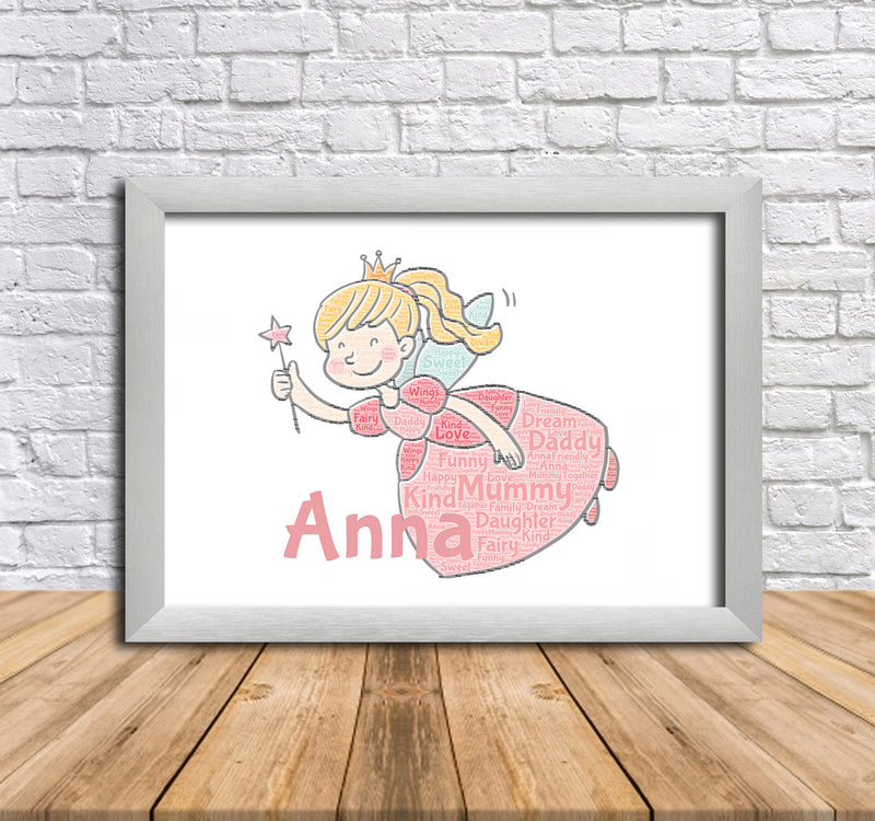 Personalised Fairy 1 B Word Art Poster Print