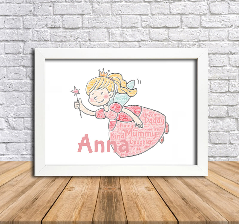 Personalised Fairy 1 B Word Art Poster Print