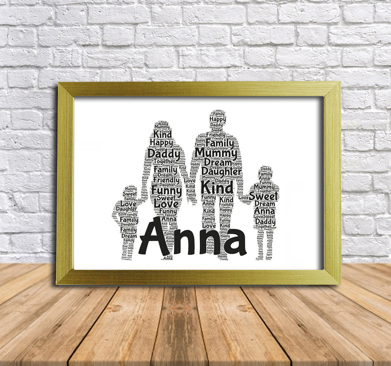 Personalised Family 1 B Word Art Poster Print