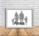 Personalised Family 1 B Word Art Poster Print
