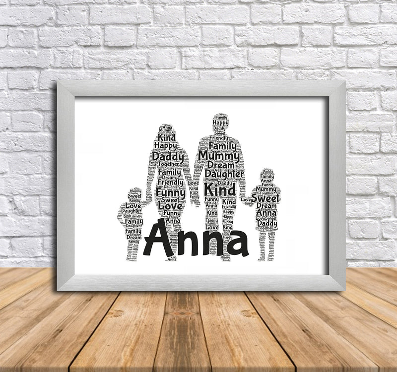 Personalised Family 1 B Word Art Poster Print