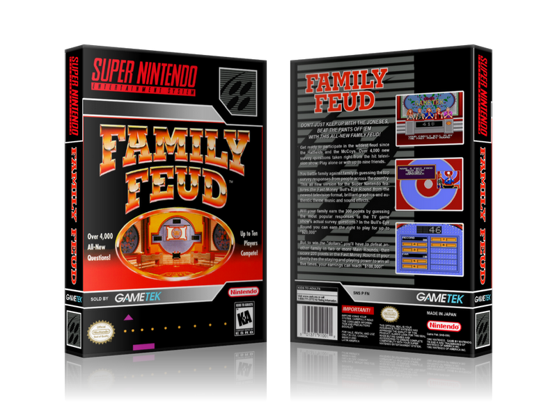 Family Feud Replacement Nintendo SNES Game Case Or Cover