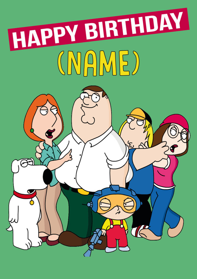 THEME INSPIRED Kids Adult Personalised Birthday Card Family Guy 5 Birthday Card
