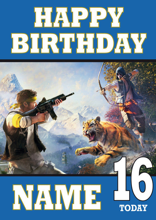 Far Cry 4 Design 2 THEME INSPIRED Kids Adult Personalised Birthday Card Birthday Card