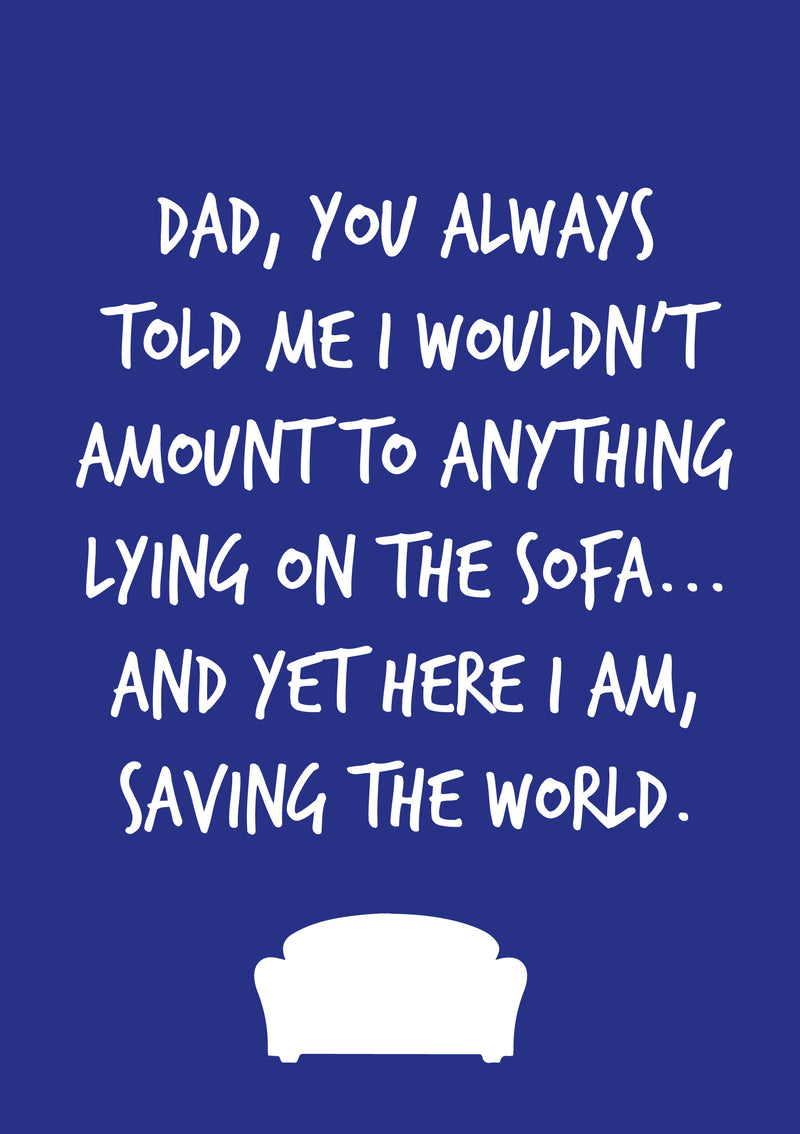 Father's Day Card 76 LYING ON THE SOFA