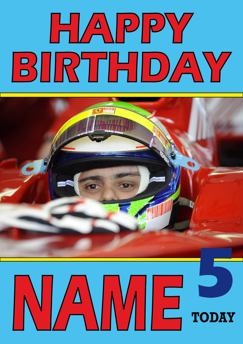 Personalised Felipe Massa F1 THEME INSPIRED PERSONALISED Kids Adult Birthday Card 3