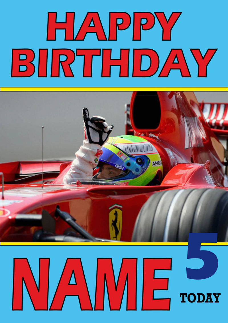 Personalised Felipe Massa F1 THEME INSPIRED PERSONALISED Kids Adult Birthday Card 4