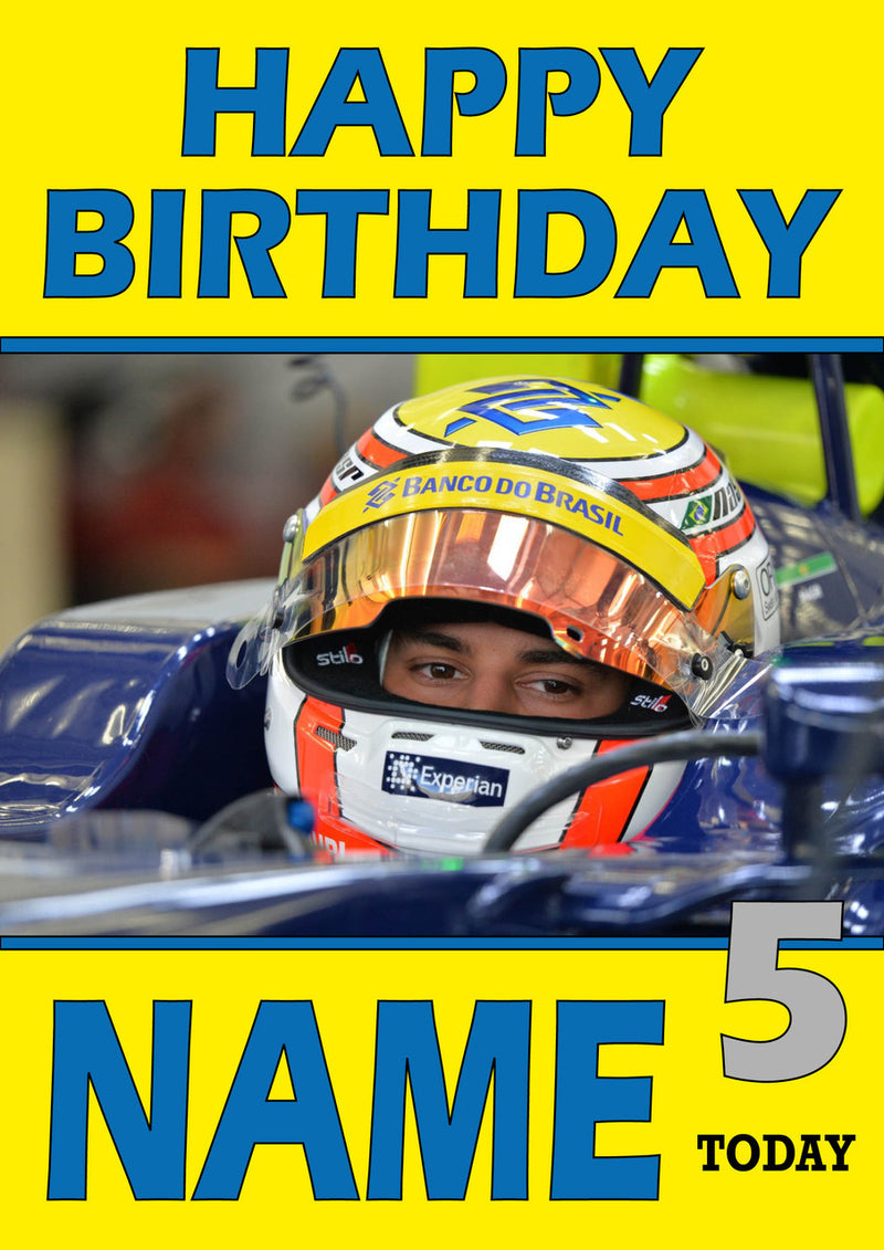 Personalised Felipe Nasr F1 THEME INSPIRED PERSONALISED Kids Adult Birthday Card 3