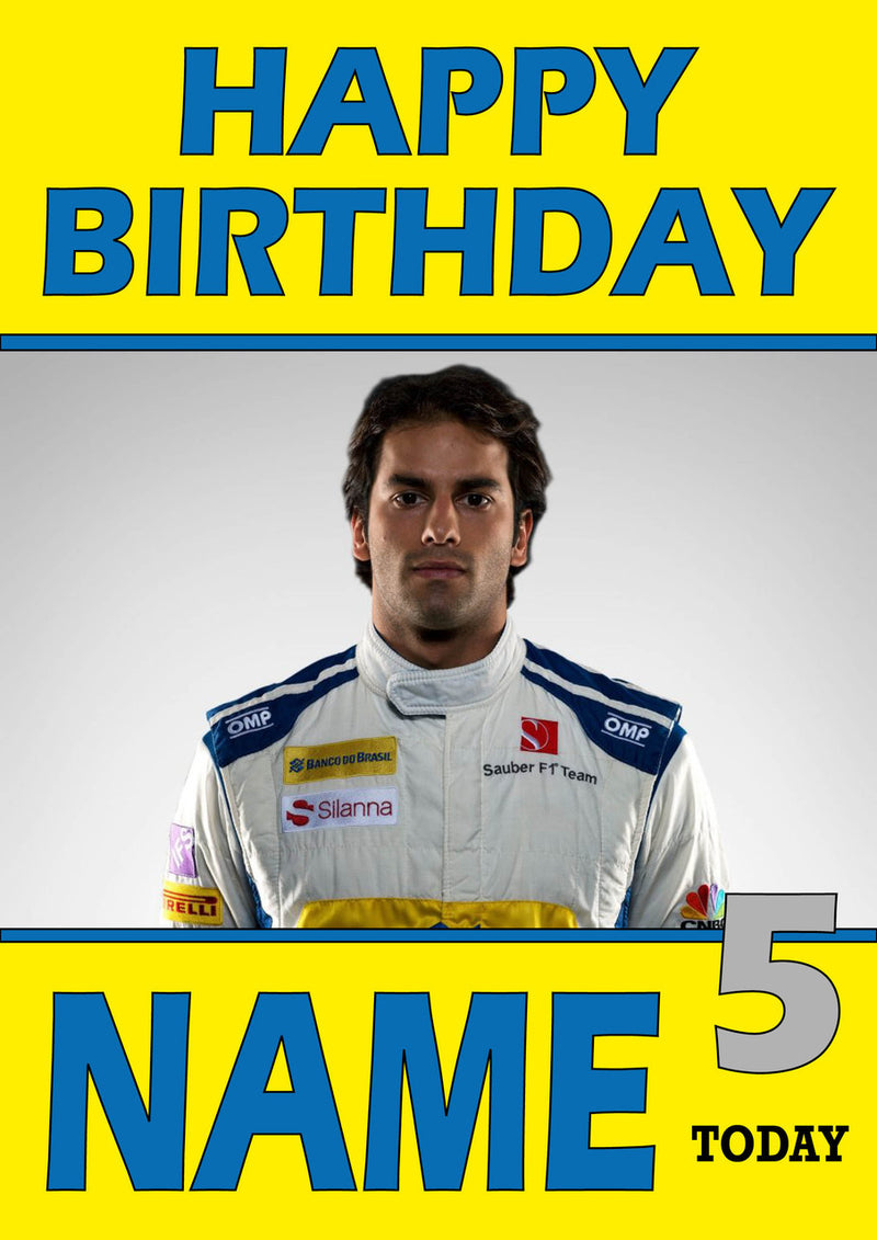 Personalised Felipe Nasr F1 THEME INSPIRED PERSONALISED Kids Adult Birthday Card