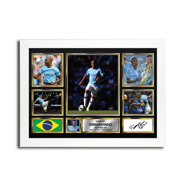 Fernandinho MC1685 – Black Frame Printed Signature Football Poster