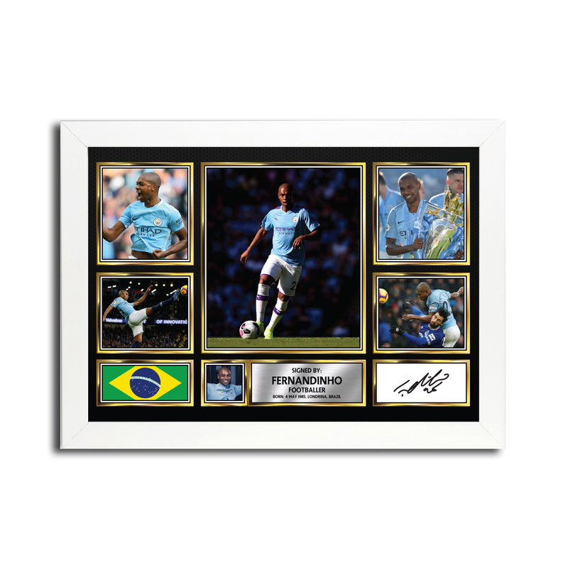 Fernandinho MC1685  - Black Frame Autographed Football Poster