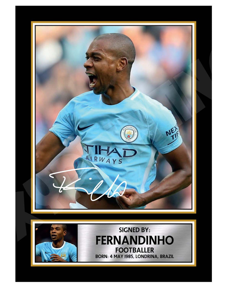 Fernandinho (1) Limited Edition Football Player Signed Print - Football