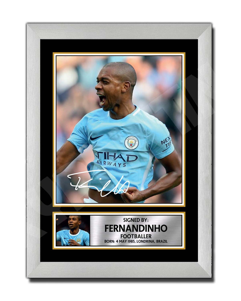 Fernandinho (1) Limited Edition Football Player Signed Print - Football