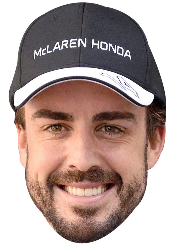 FERNANDO ALONSO CAP 01 JB - Formula 1 Driver Fancy Dress Cardboard Celebrity Party Face Mask