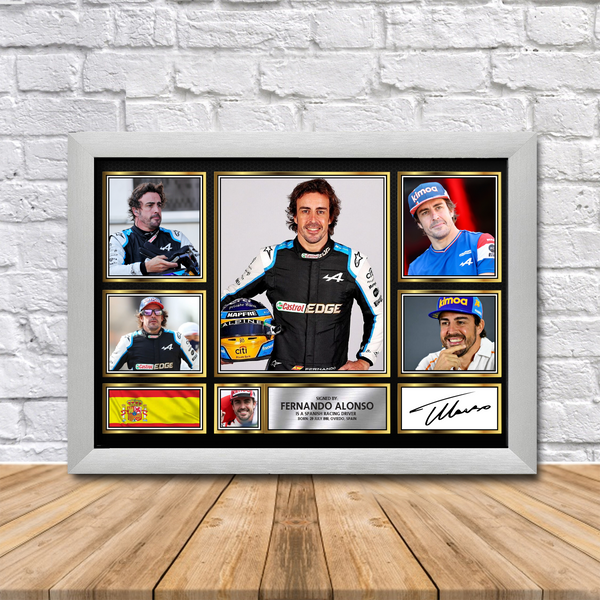 Fernando Alonso Printed Signature Print – Reproduction Print