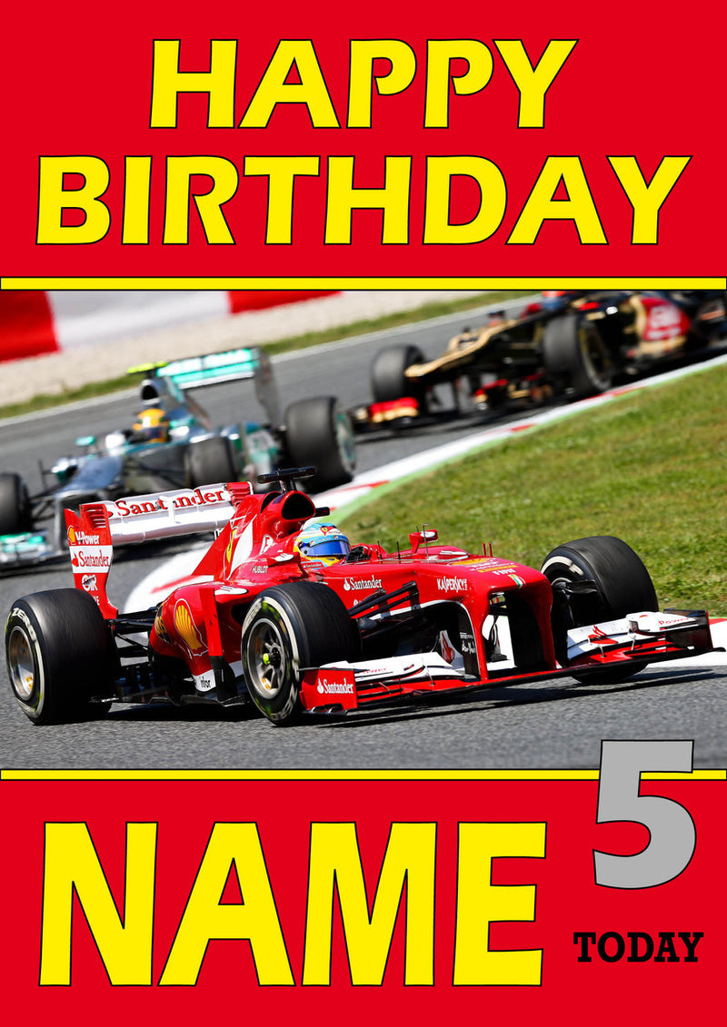 Personalised Fernando Alonso F1 THEME INSPIRED PERSONALISED Kids Adult Birthday Card 2