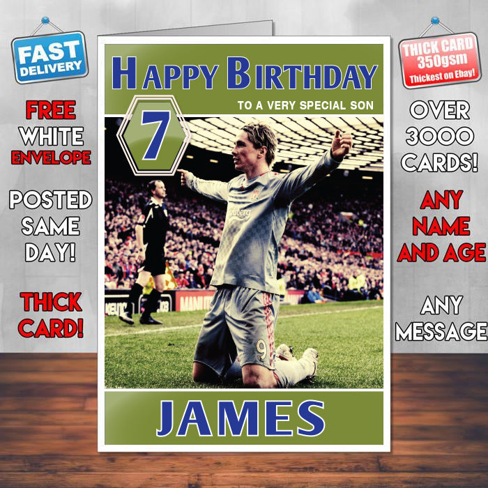 Fernando Torres Theme Inspired Kids Inspired Adult Personalised Sports Birthday Card (SA)
