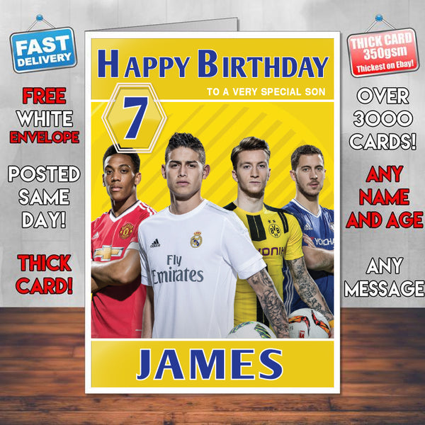 Fifa 2017 Theme Inspired Kids Inspired Adult Personalised Sports Birthday Card (SA)