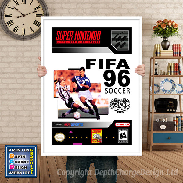 Fifa 96 Super Nintendo Game Inspired Theme Retro Gaming Poster