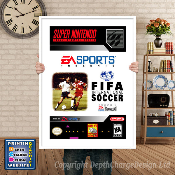 Fifa International Soccer Super Nintendo Game Inspired Theme Retro Gaming Poster
