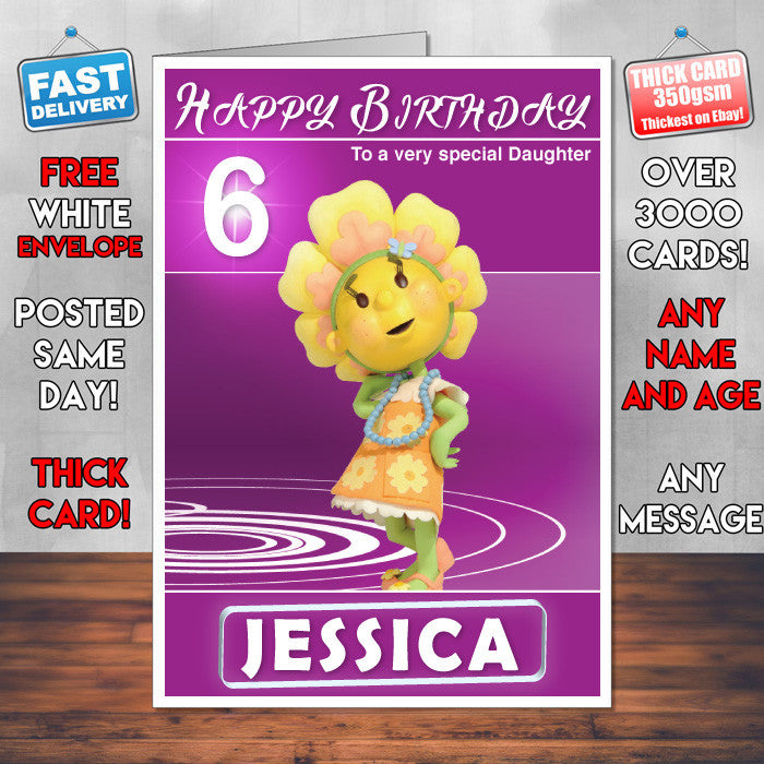 Fifi And The Flowertots 5 Style Theme Personalised Kidshows Birthday Card (SA)