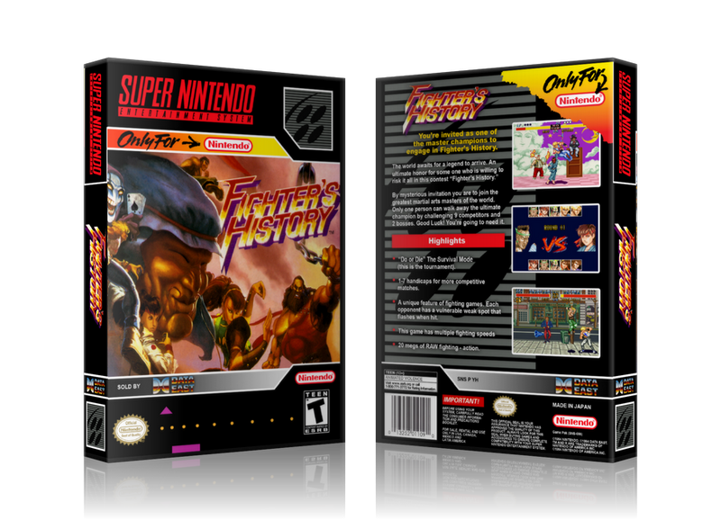 Fighters History Replacement Nintendo SNES Game Case Or Cover