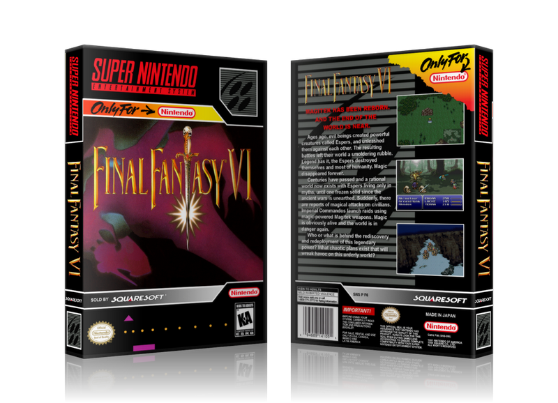 Final Fantasy VI Replacement Nintendo SNES Game Case Or Cover