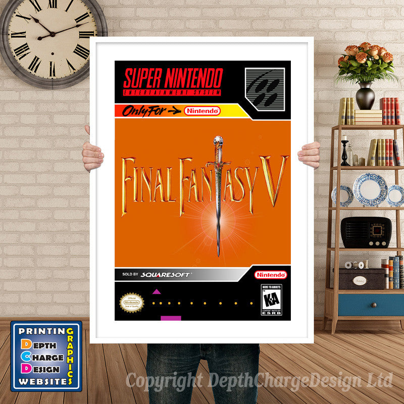 Final Fantasy V Super Nintendo GAME INSPIRED THEME Retro Gaming Poster