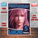 Personalised Final Fantasy Xiii 2 Inspired Style Game Kids Inspired Birthday Card (SA)