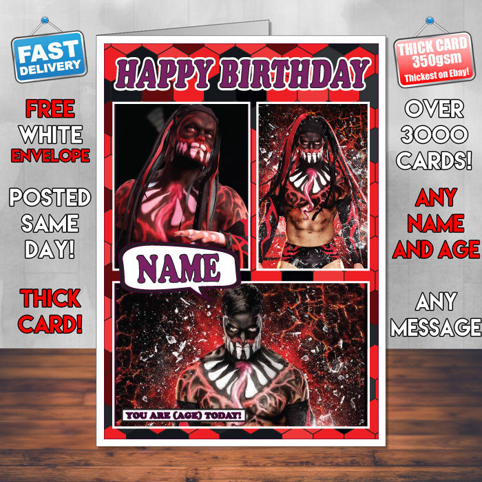 Finn Balor KE Inspired Style Personalised Wrestling WWE Birthday Card